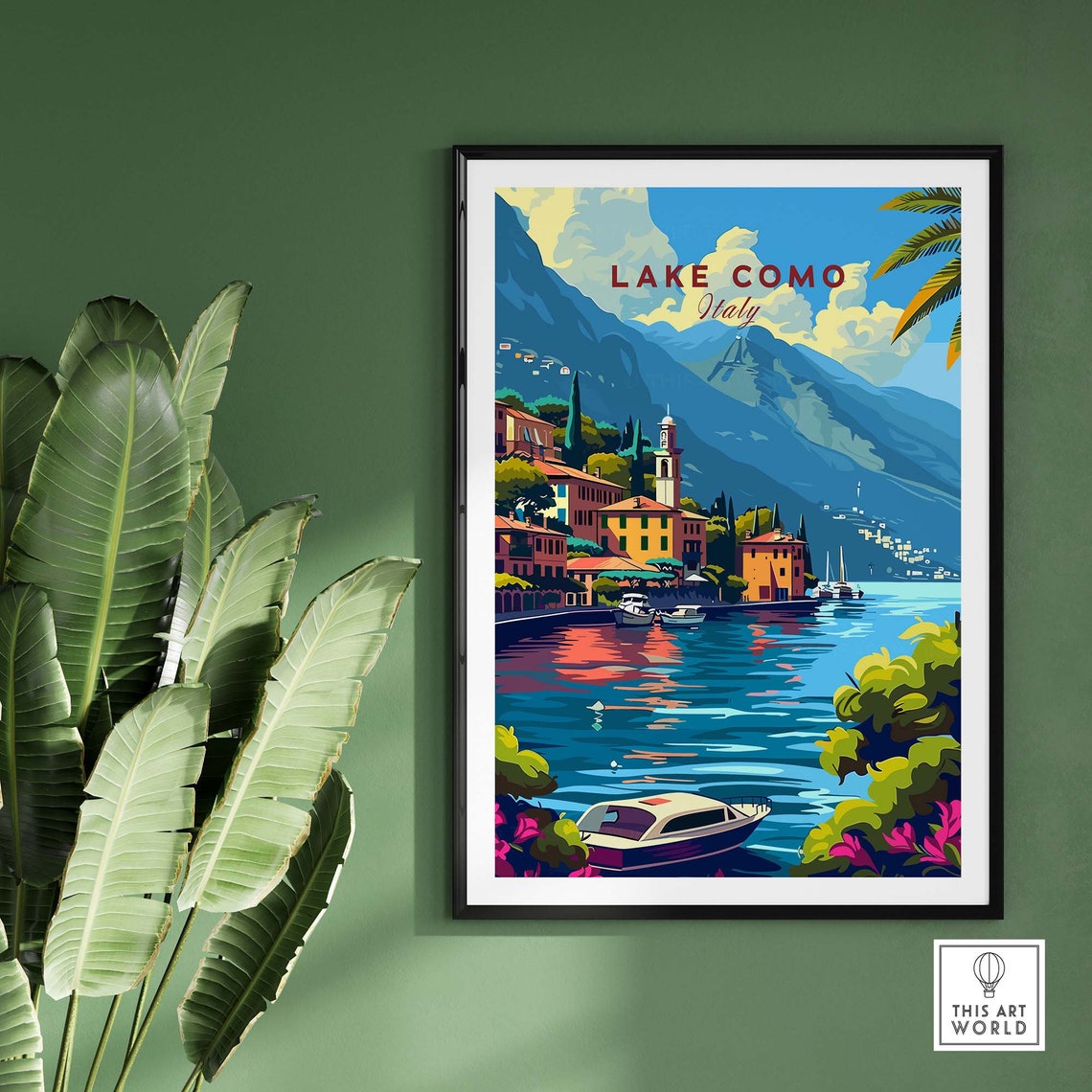 Lake Como Italy Alpine Lakeside Village Mountain View Poster - Image 3