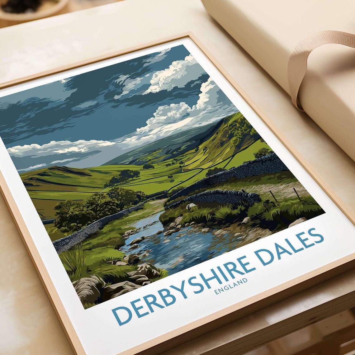 Derbyshire Dales England Valley Stream Rolling Hills Travel Art Print
