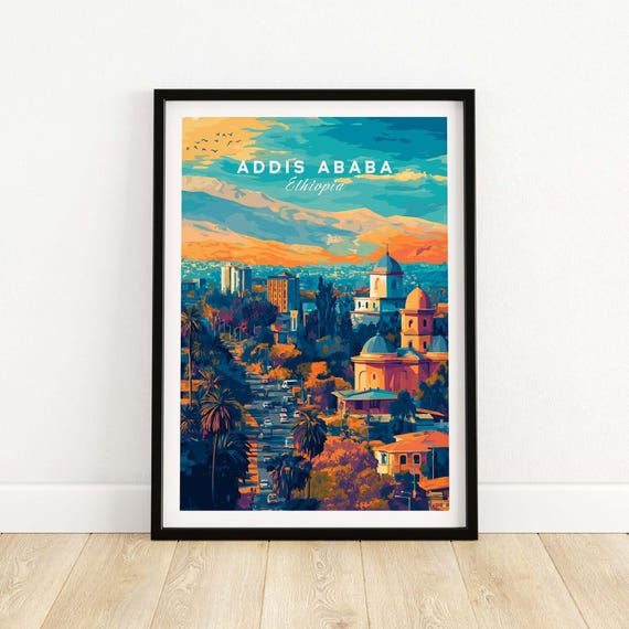 Addis Ababa Wall Art Print Ethiopia Poster Artwork Travel Home Decor Gift