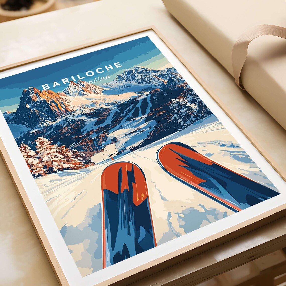 Bariloche Argentina Ski Slope Snowy Peaks Winter Sports Poster - Image 4