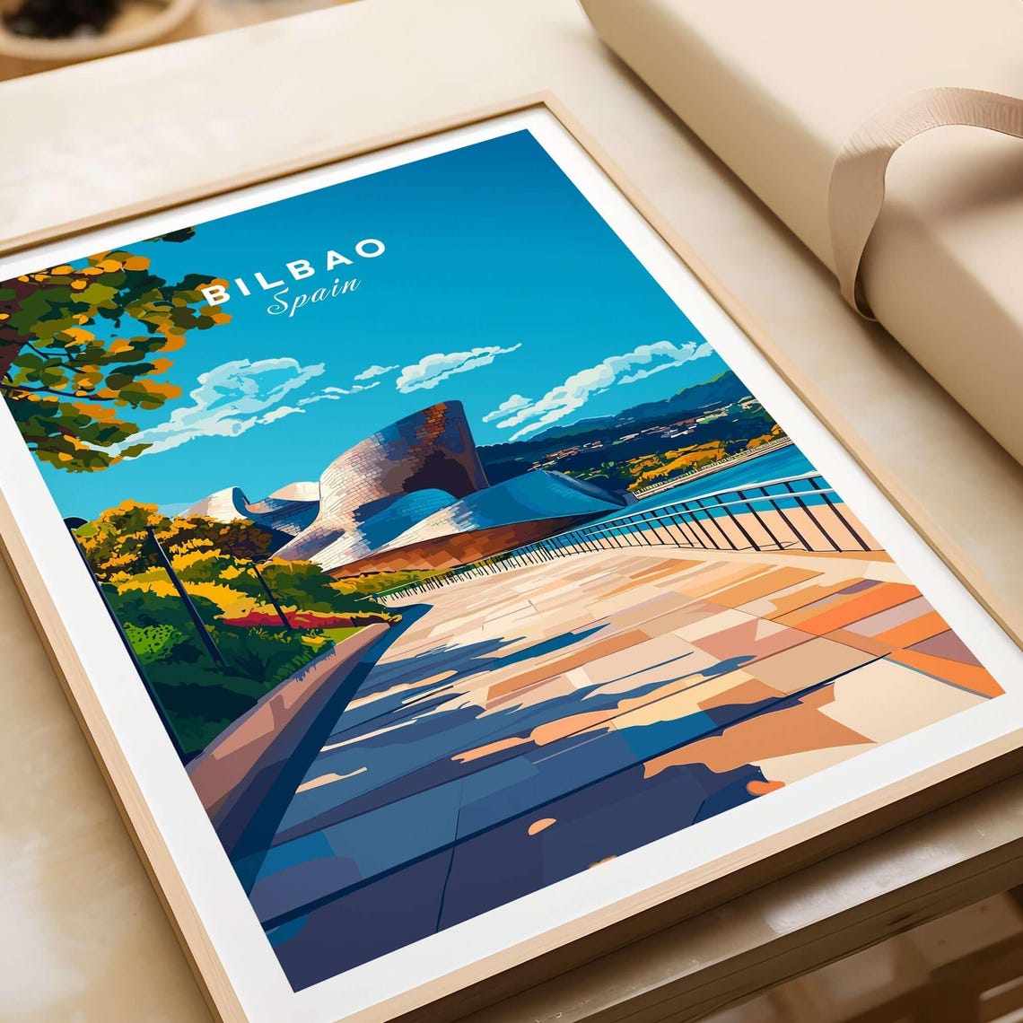 Bilbao Spain Guggenheim Museum Riverside Walkway Travel Poster - Image 4
