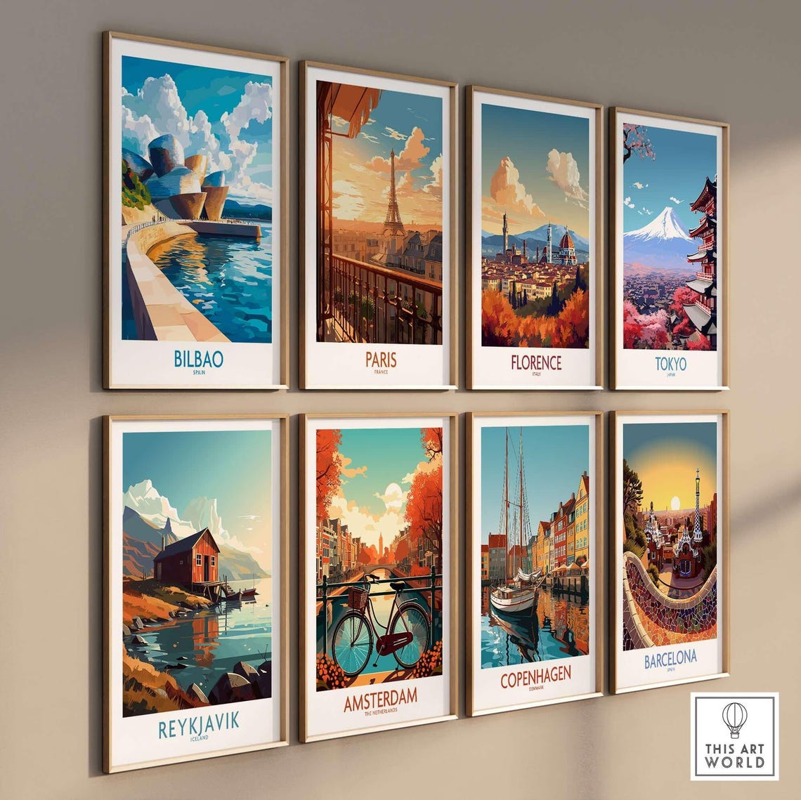 Bilbao Spain Guggenheim Museum Promenade River View Travel Poster - Image 3