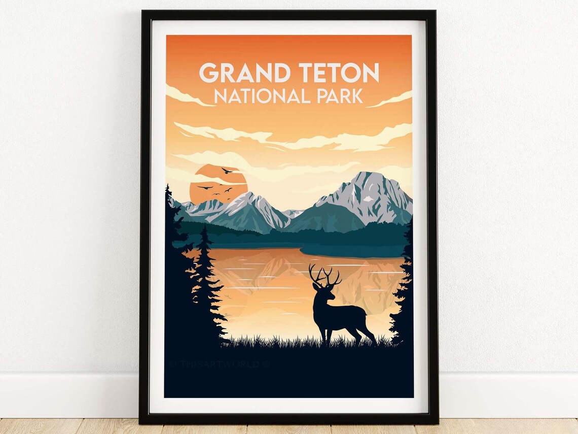 Grand Teton Print Wyoming Wall Art Print