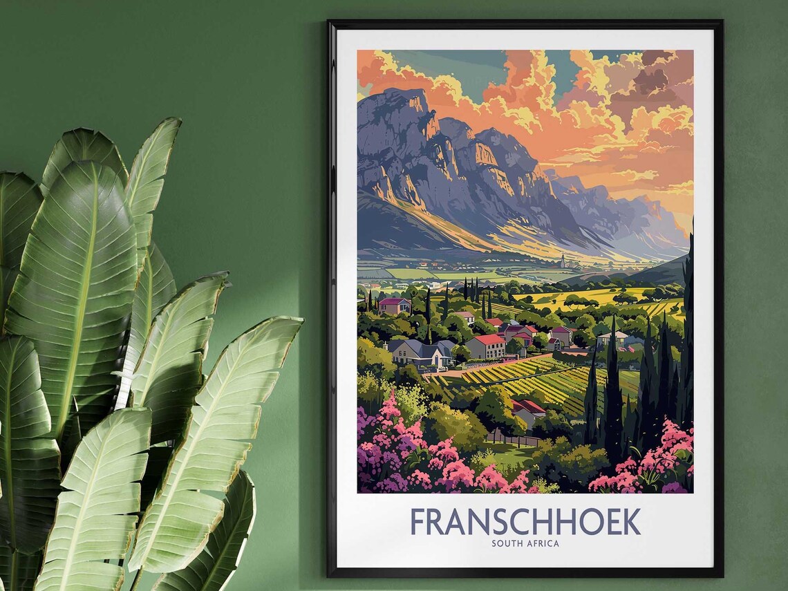 Franschhoek Travel Poster, Place-Inspired Wall Art Print