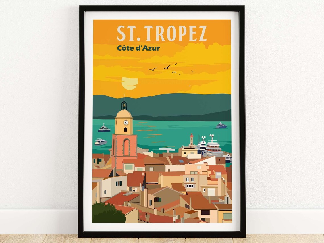 St Tropez Travel Poster, French Riviera Art Print
