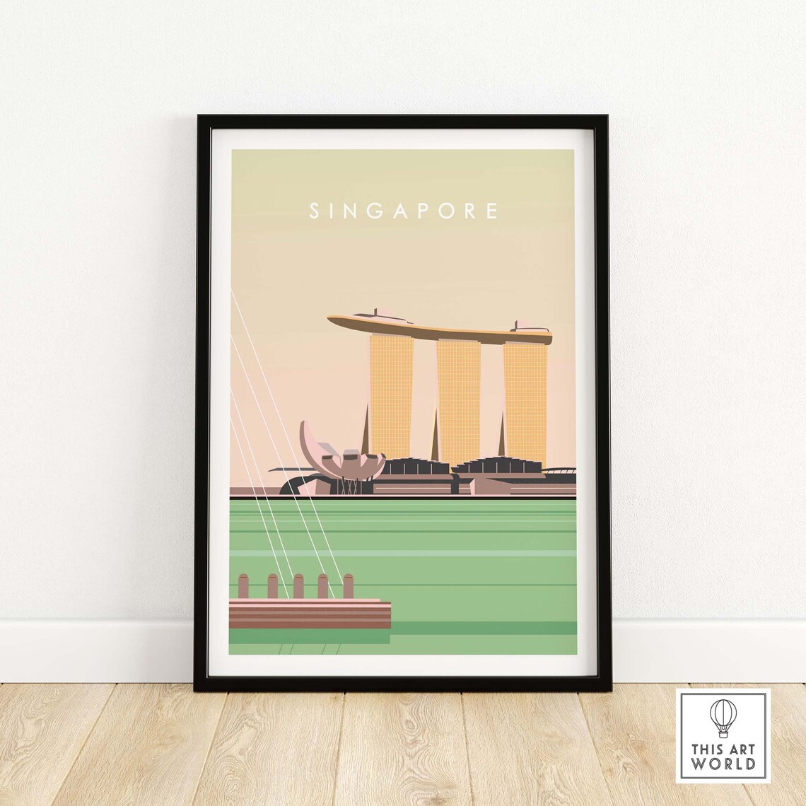 Singapore Skyline Travel Poster Print, Asia Home Decor