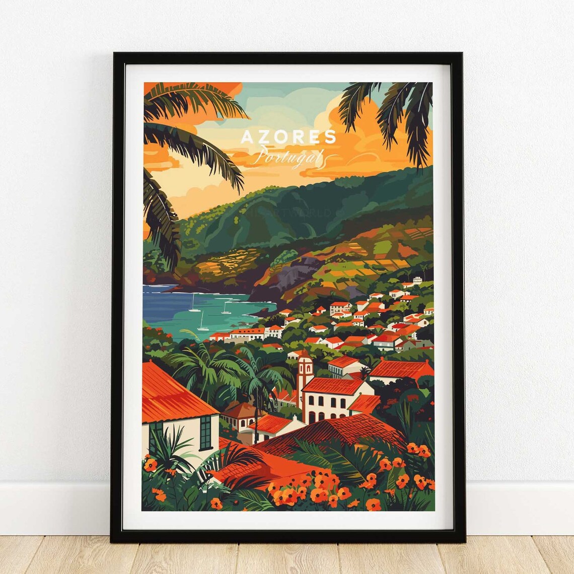 Azores Travel Poster, Portugal Wall Art Print