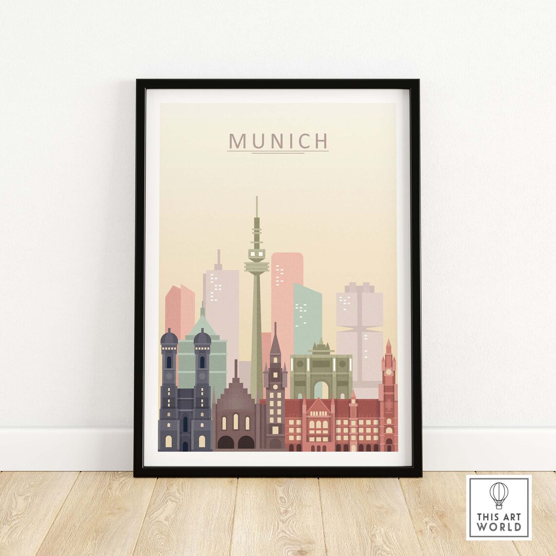Munich Skyline Print, Germany Cityscape Wall Art