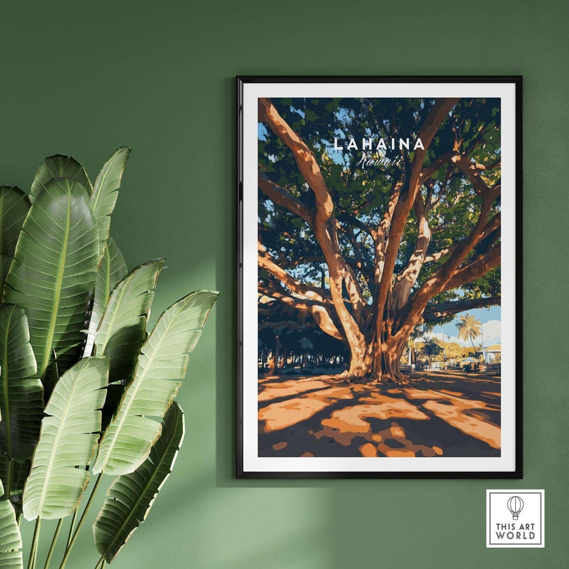 Hawaiian Lahaina Travel Poster, Iconic Banyan Tree - Image 2
