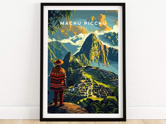 Machu Picchu Travel Poster, Andean Landmark Print