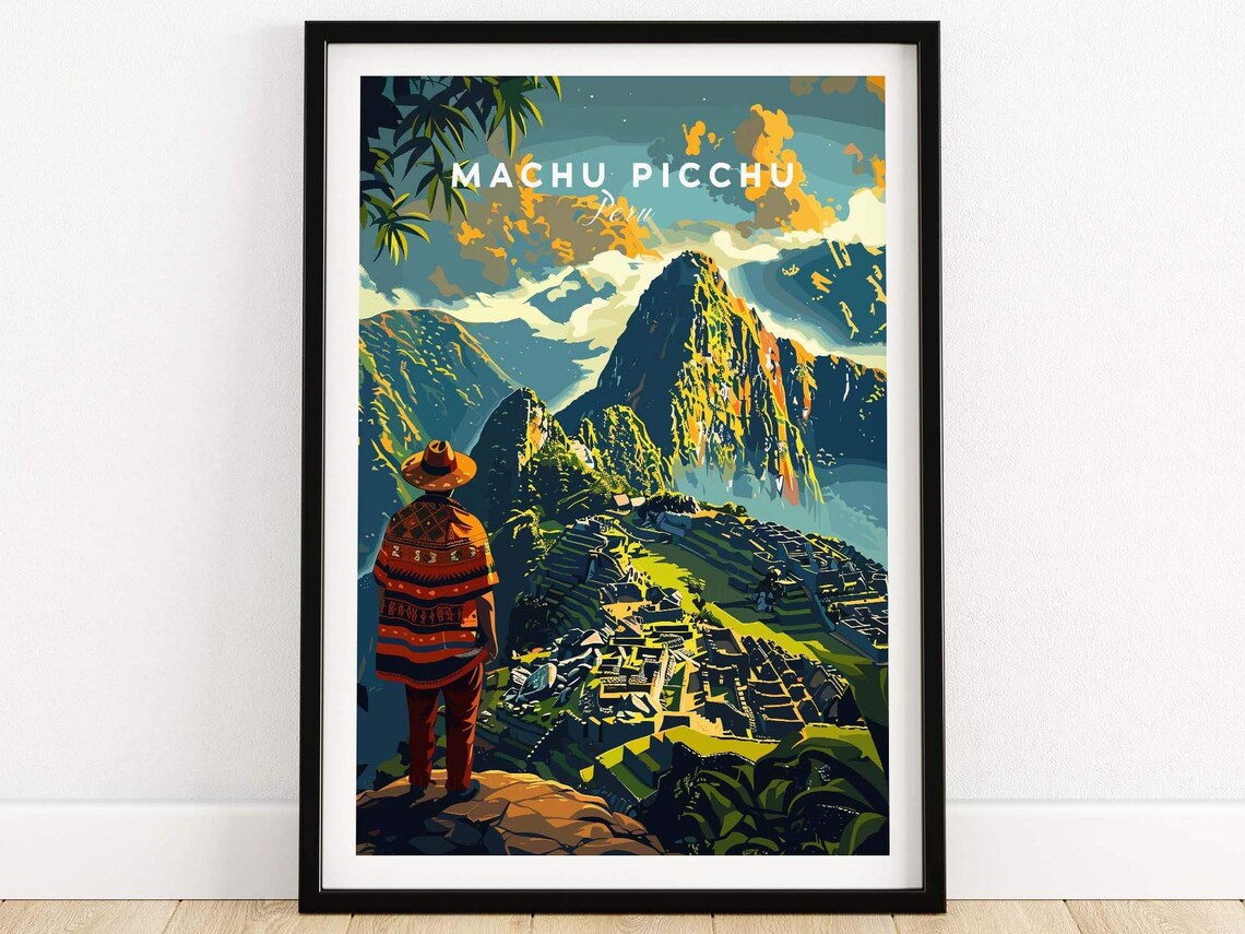 Machu Picchu Travel Poster, Andean Landmark Print