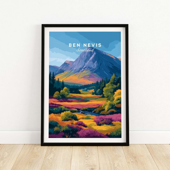 Ben Nevis Scotland Autumn Heather Moor Vibrant Valley Mountain Poster