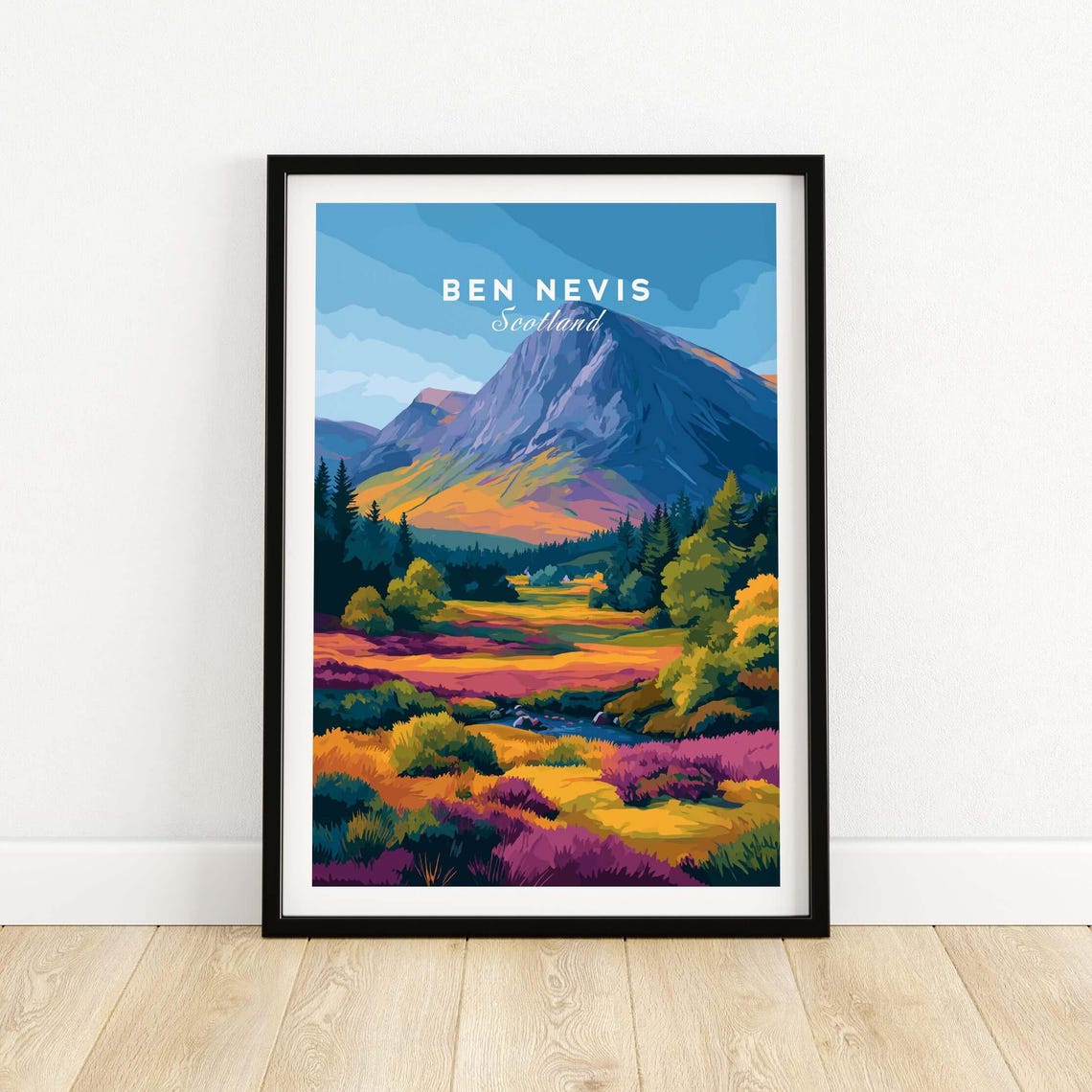 Ben Nevis Scotland Autumn Heather Moor Vibrant Valley Mountain Poster