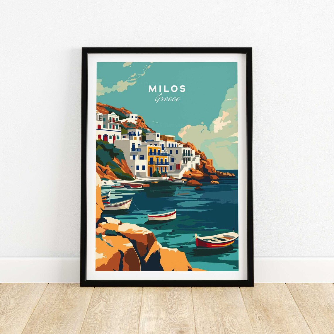 Milos Greece Fishing Village Harbor With Colorful Boats Poster
