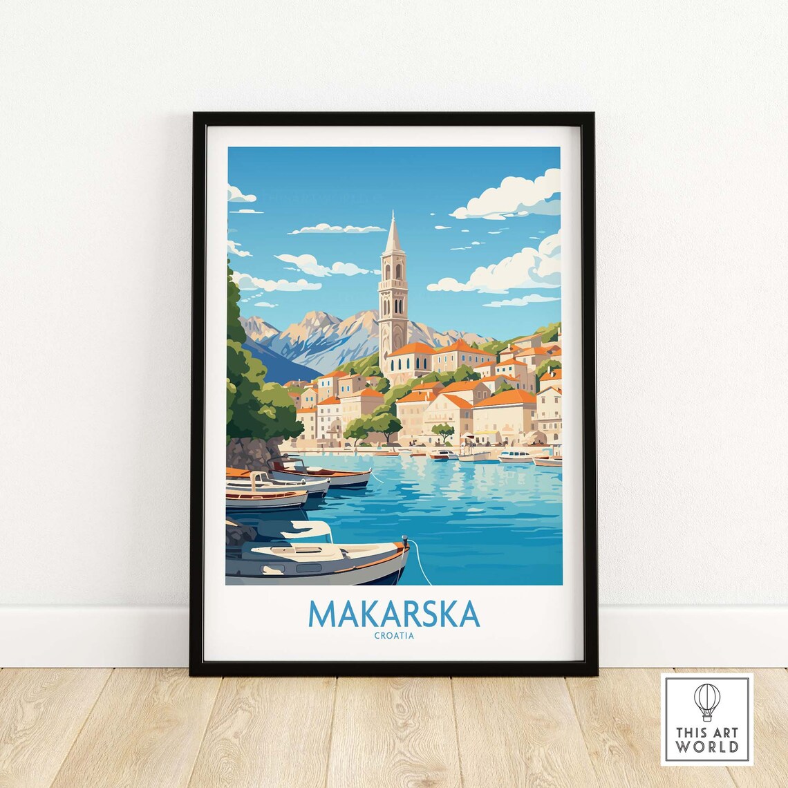 Makarska Travel Poster, Croatia Wall Art