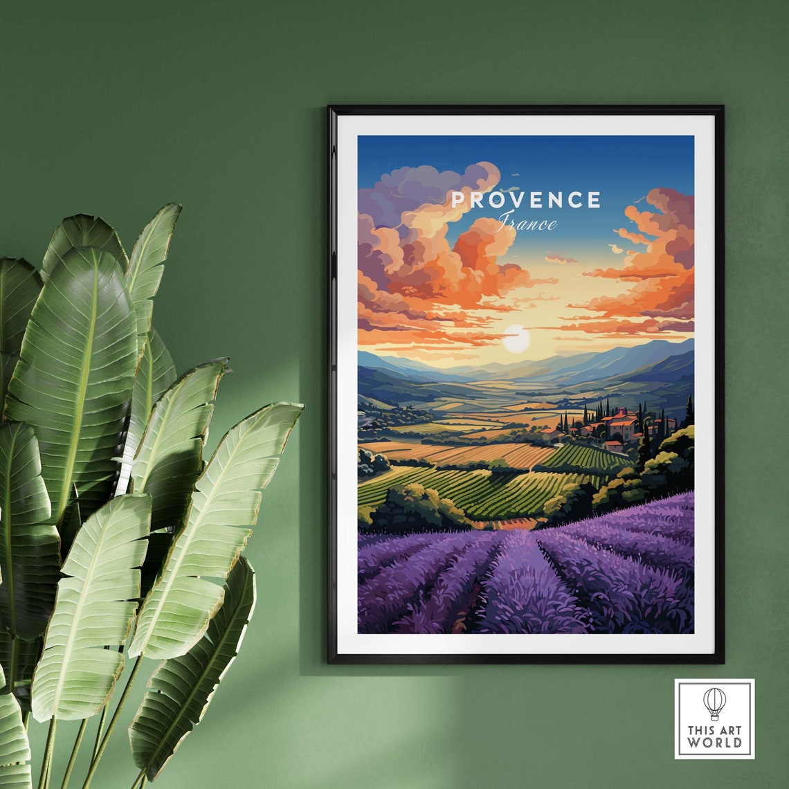 Provence France Lavender Fields Rolling Vineyard Sunset Poster - Image 2