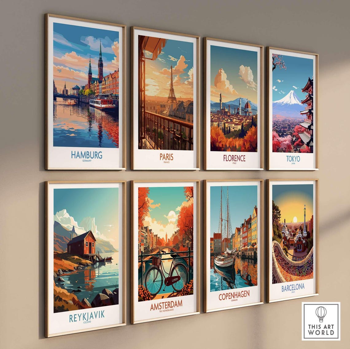 Hamburg Germany Speicherstadt Canal Sunset Reflection Poster - Image 3