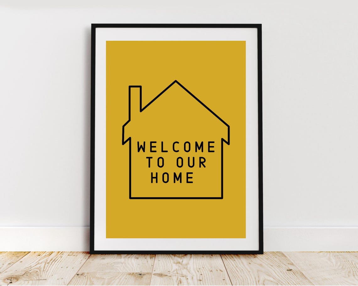 Welcome To Our Home House Outline Yellow Bold Entryway Poster - Image 2