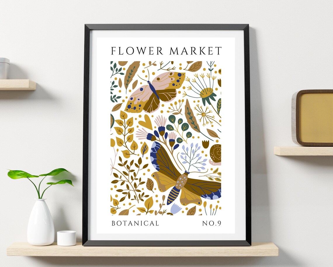 Flower Market Gold Butterfly Botanical Illustration No 9 Poster - Image 2