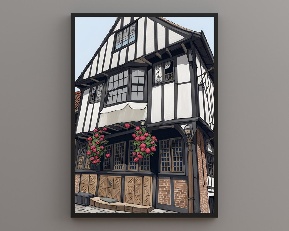 The Shambles York Timber-Framed Shop With Flower Baskets Poster