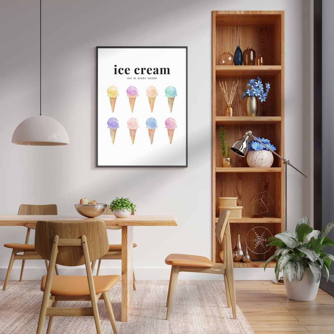 Colorful Ice Cream, Watercolor Kitchen Decor - Image 3