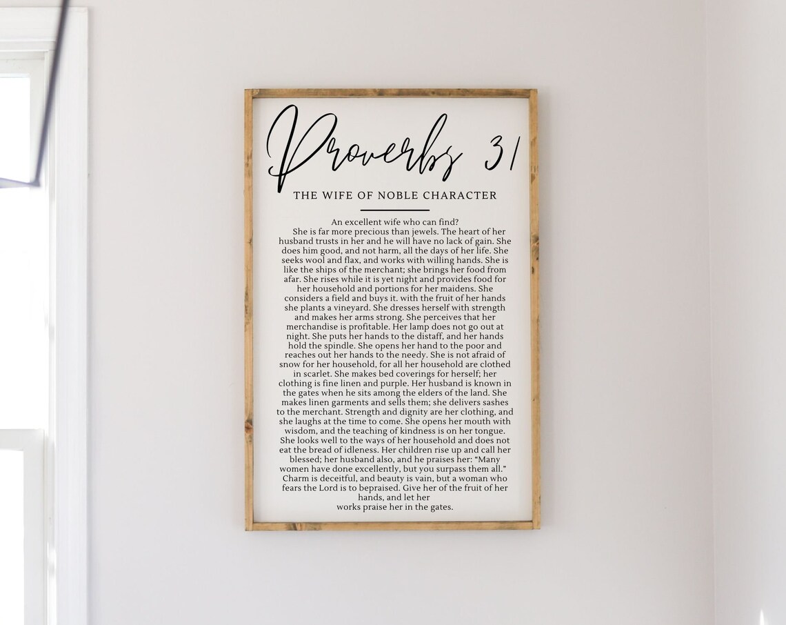 Proverbs 31 The Wife Of Noble Character Scripture Wall Sign Poster