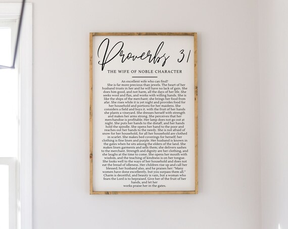 Proverbs 31 The Wife Of Noble Character Scripture Wall Sign Poster