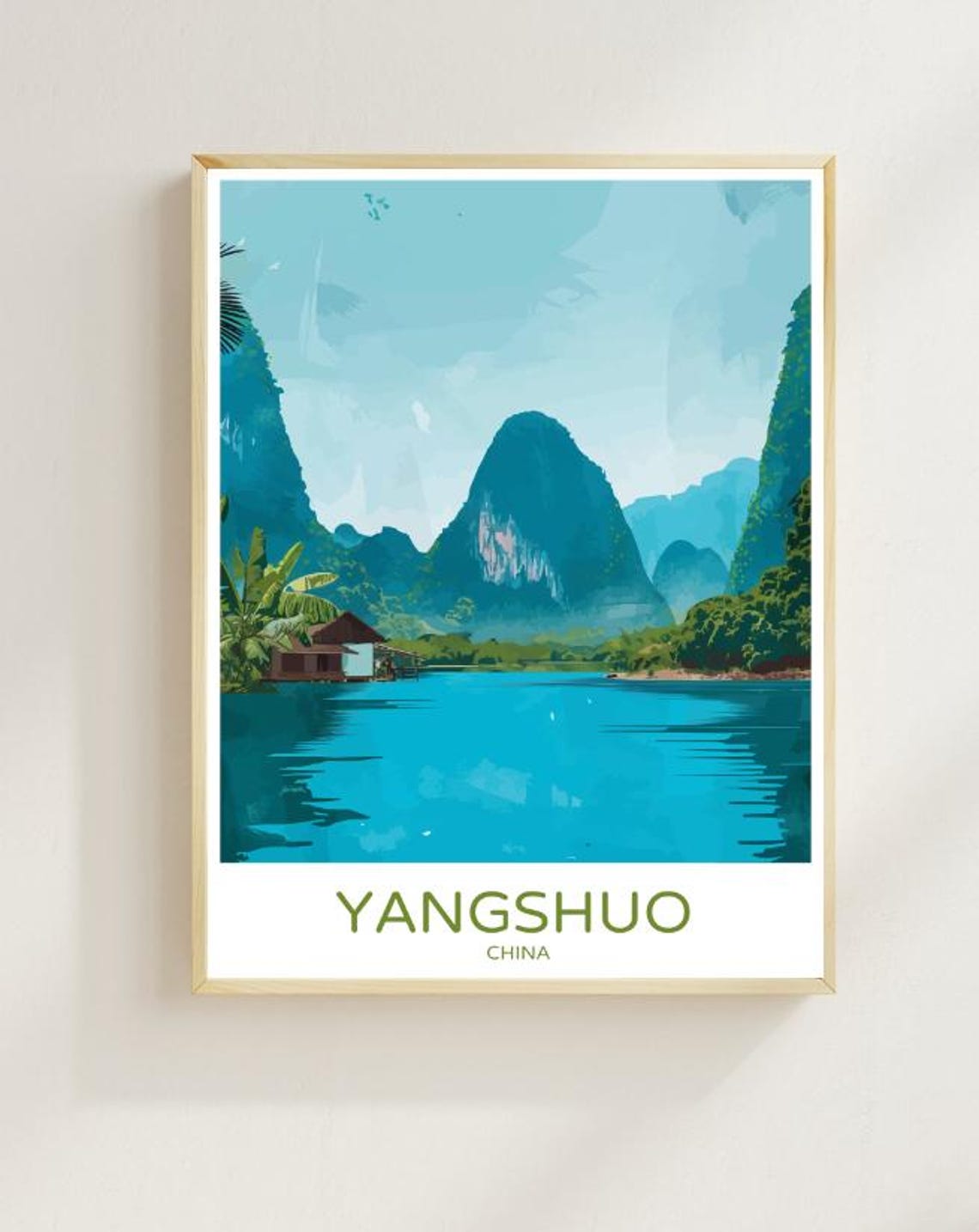 Yangshuo China Karst Mountains River Landscape Scenery Poster