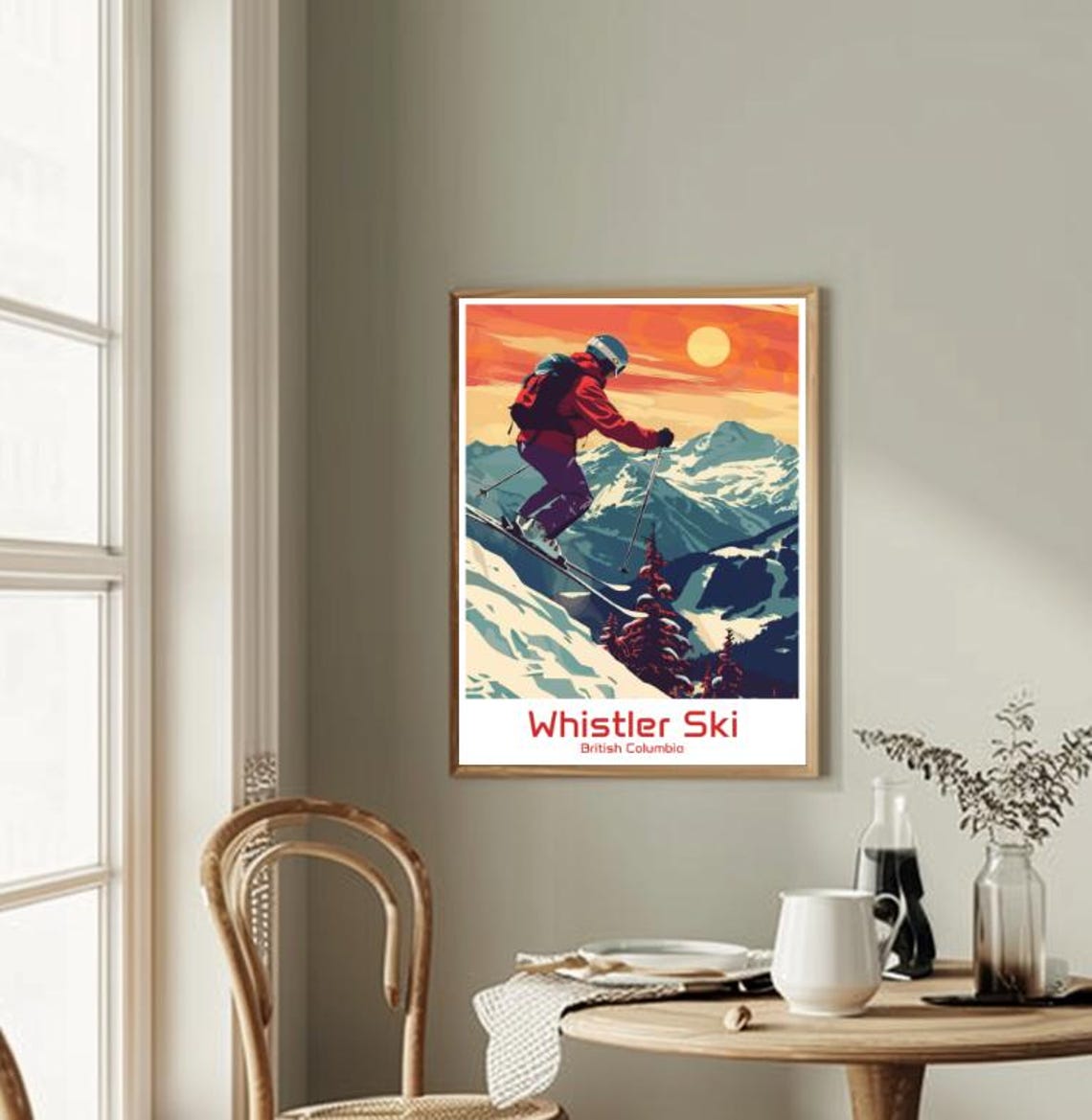 Whistler British Columbia Skier Mid Jump at Alpine Sunset Poster - Image 2