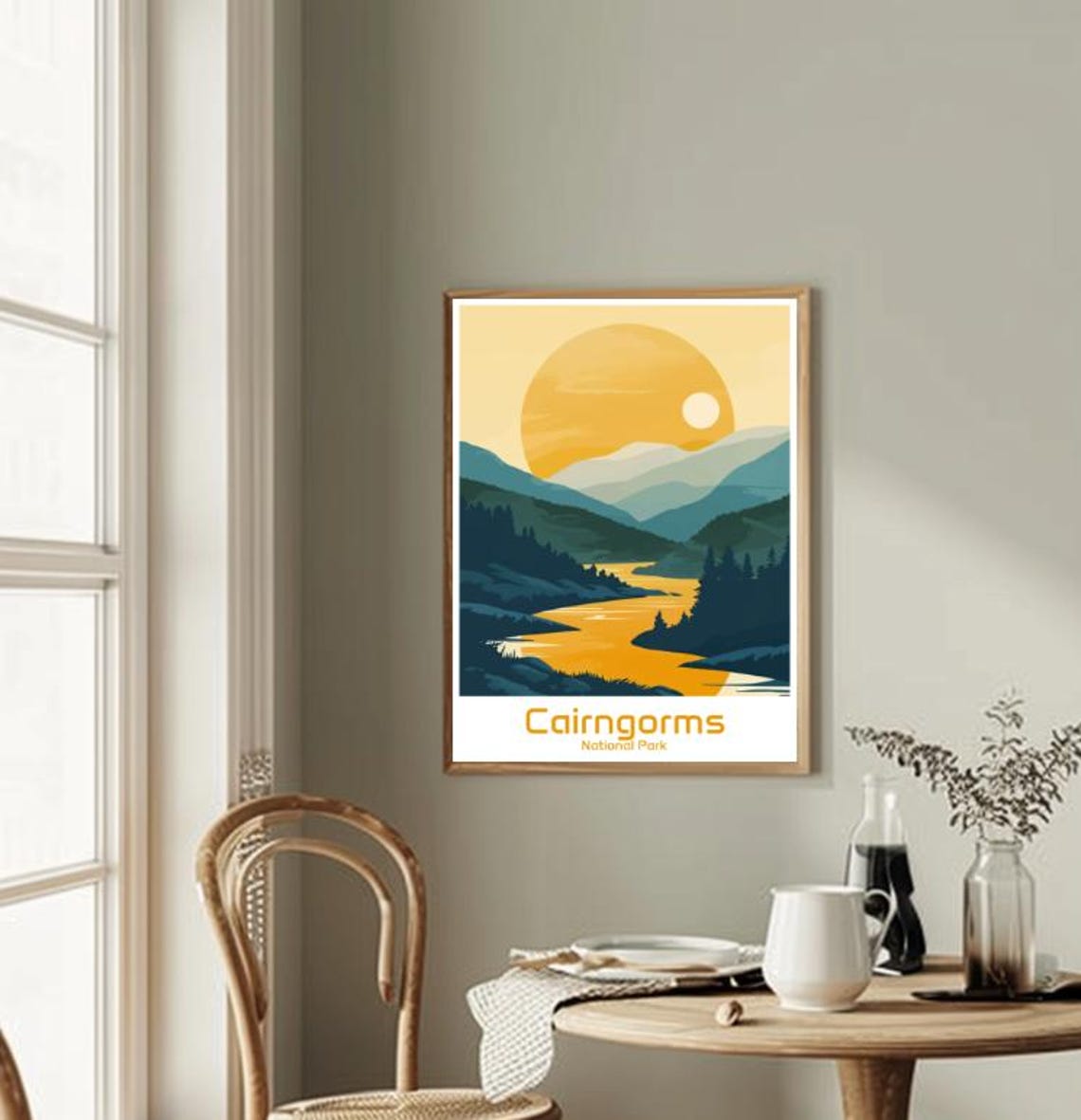 Cairngorms National Park Sunset River Valley Highland Art Poster - Image 2