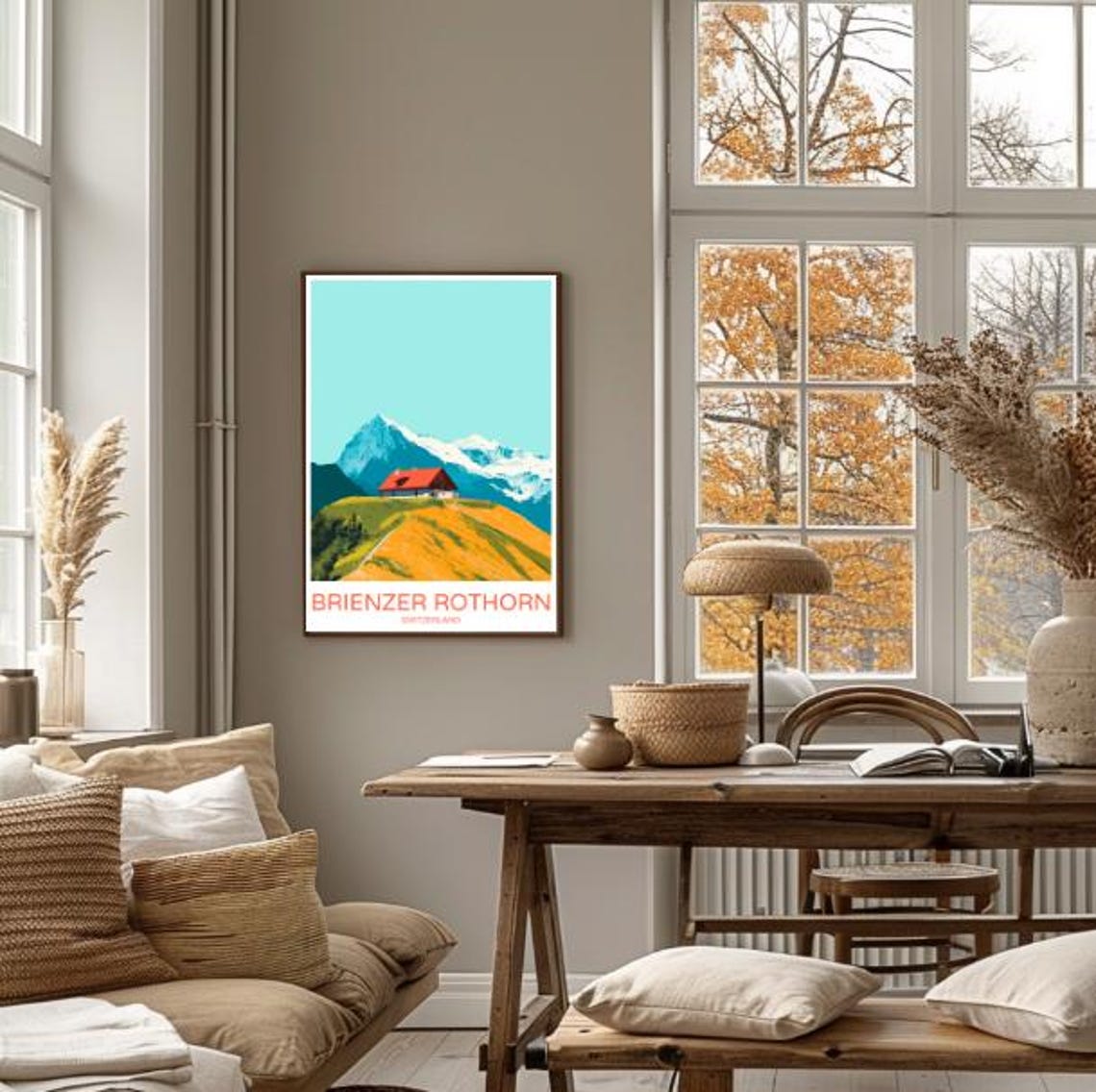 Brienzer Rothorn Switzerland Alpine Chalet Mountain Travel Poster - Image 4
