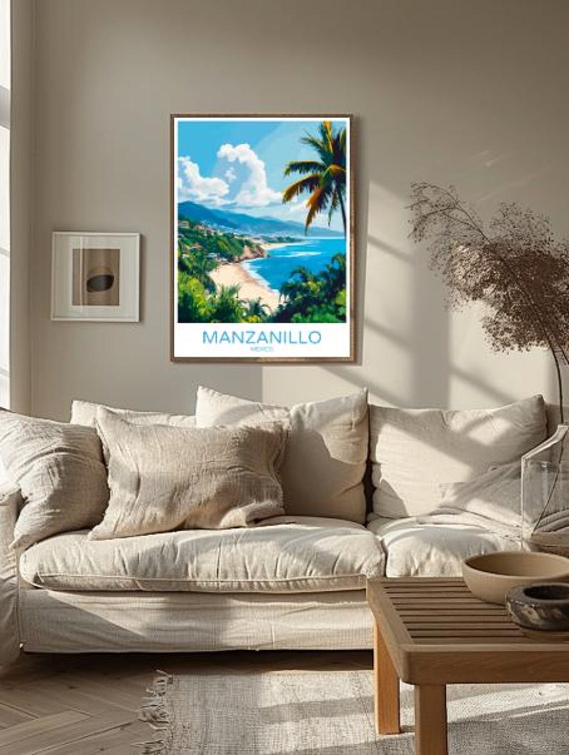 Manzanillo Mexico Tropical Beach Palm Coast Vacation Art Poster - Image 2