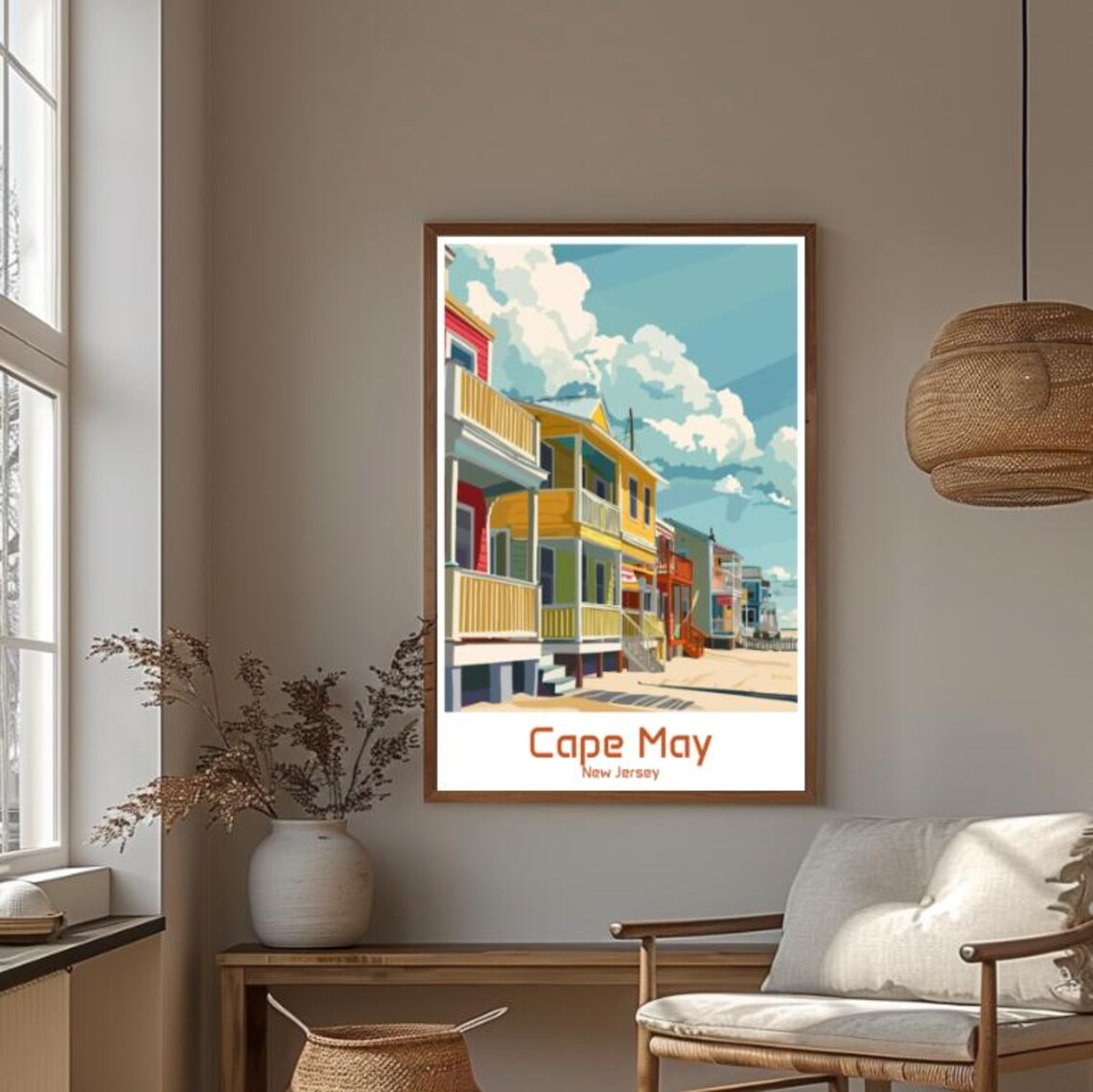 Cape May New Jersey Colorful Beach Houses Retro Travel Poster - Image 4