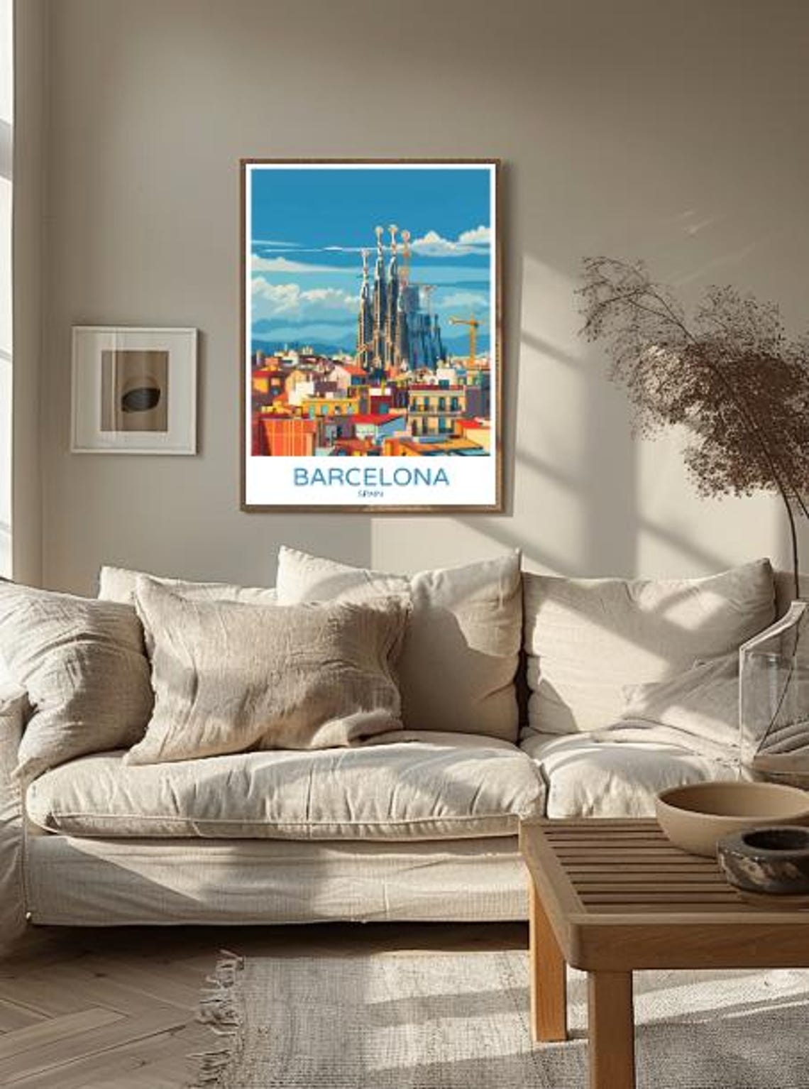 Barcelona Spain Sagrada Familia Rooftops Skyline Travel Poster - Image 2