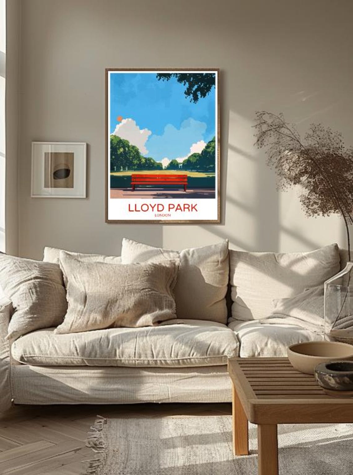 Lloyd Park London Red Bench Green Park Sunny Day Travel Poster - Image 2