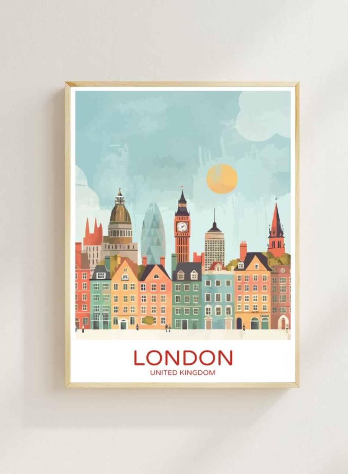 London United Kingdom Big Ben Colorful Cityscape Illustration Poster
