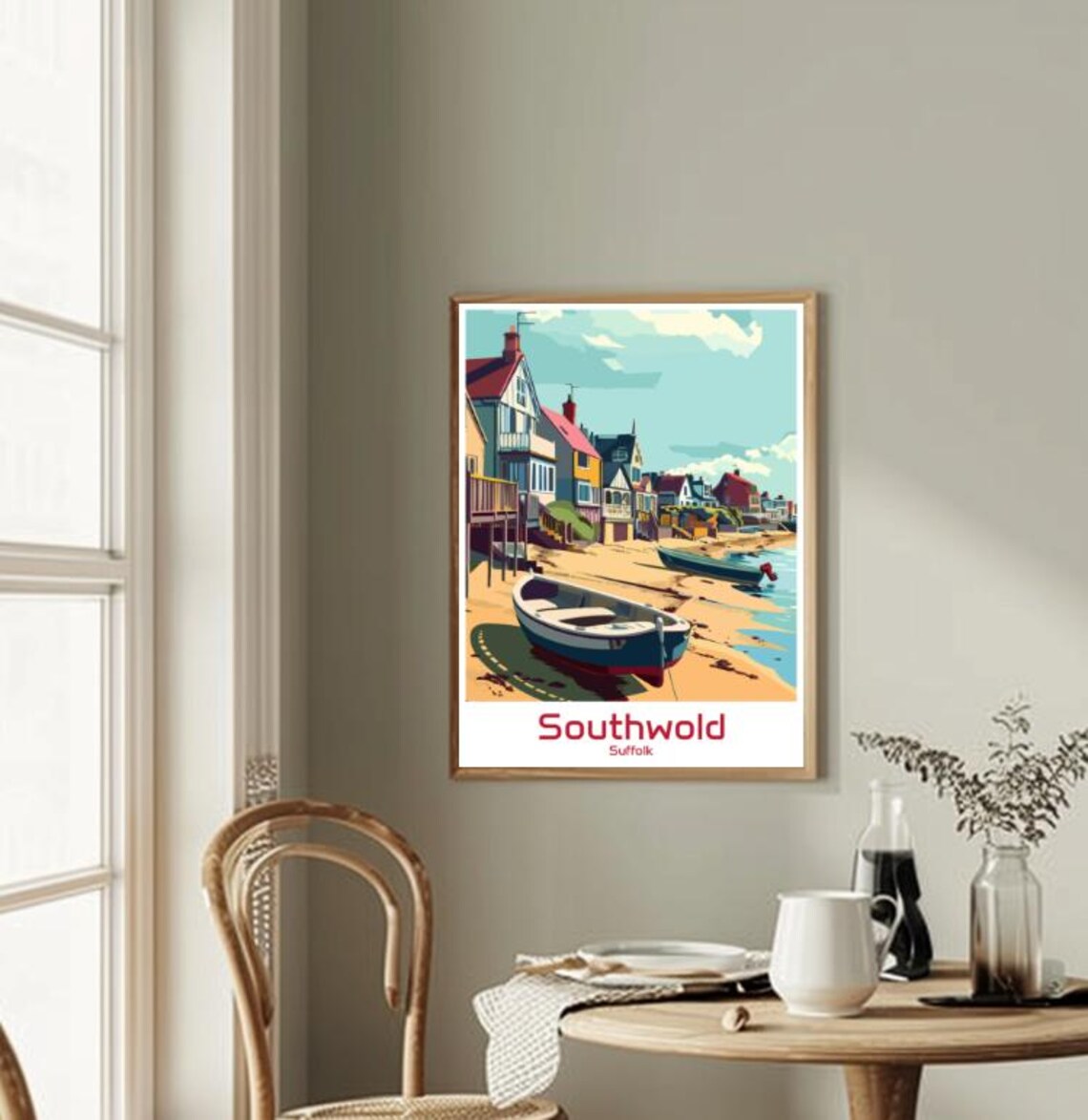 Southwold Suffolk Colourful Beach Huts and Fishing Boats Poster - Image 2