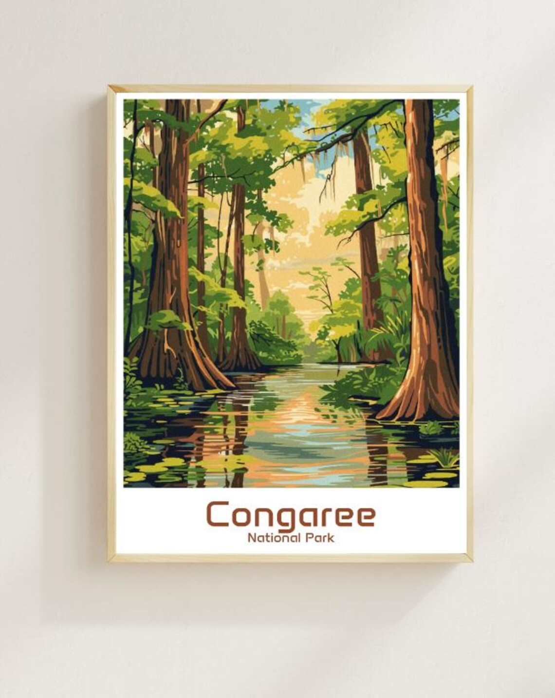 Congaree National Park Cypress Swamp Sunlit Water Scenic Poster