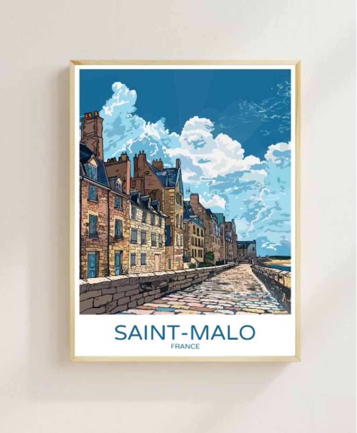 Saint-Malo France Historic Ramparts Cobblestone Street Travel Poster