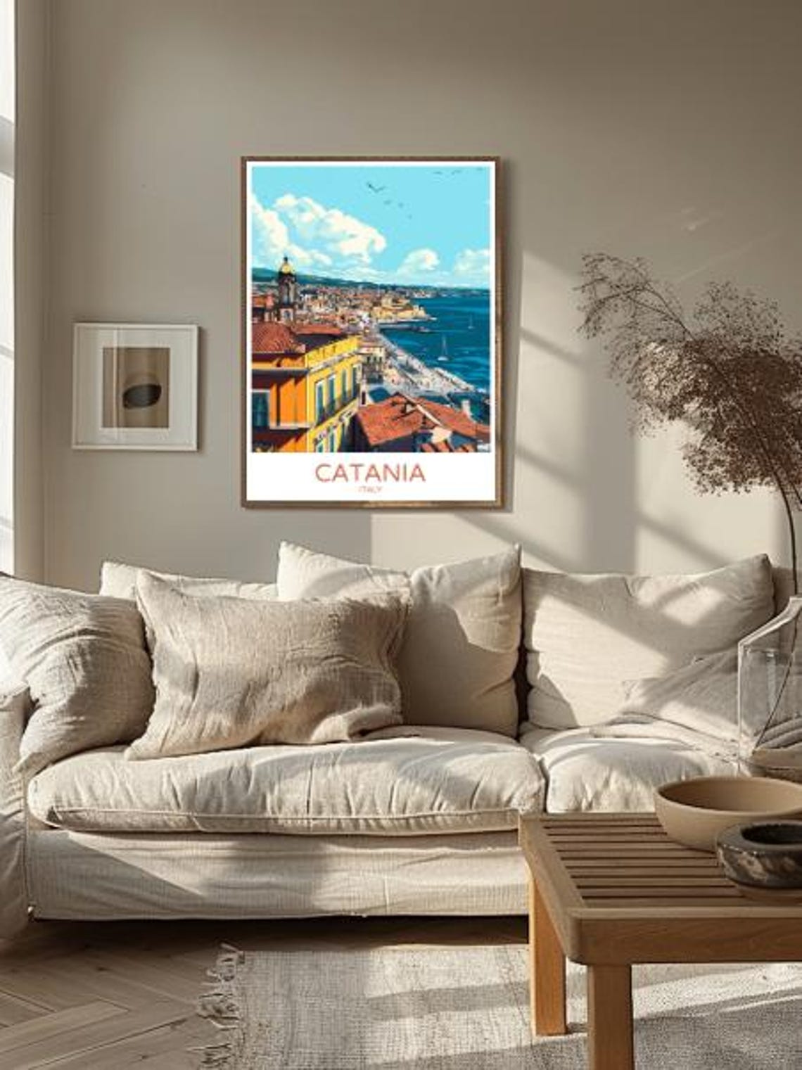 Catania Italy Rooftops Over the Sicilian Coastline Travel Poster - Image 2