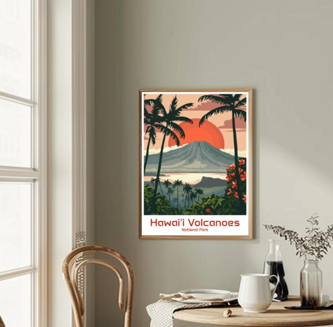 Hawaii Volcanoes National Park Big Island Sunset Palm Trees Poster - Image 2