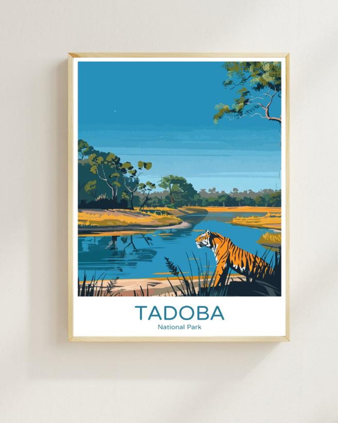 Tadoba National Park Travel Postervintage Wildlife Wall Art India Tiger Safari Print Scenic Nature Decor Indian Travel Gift For Home