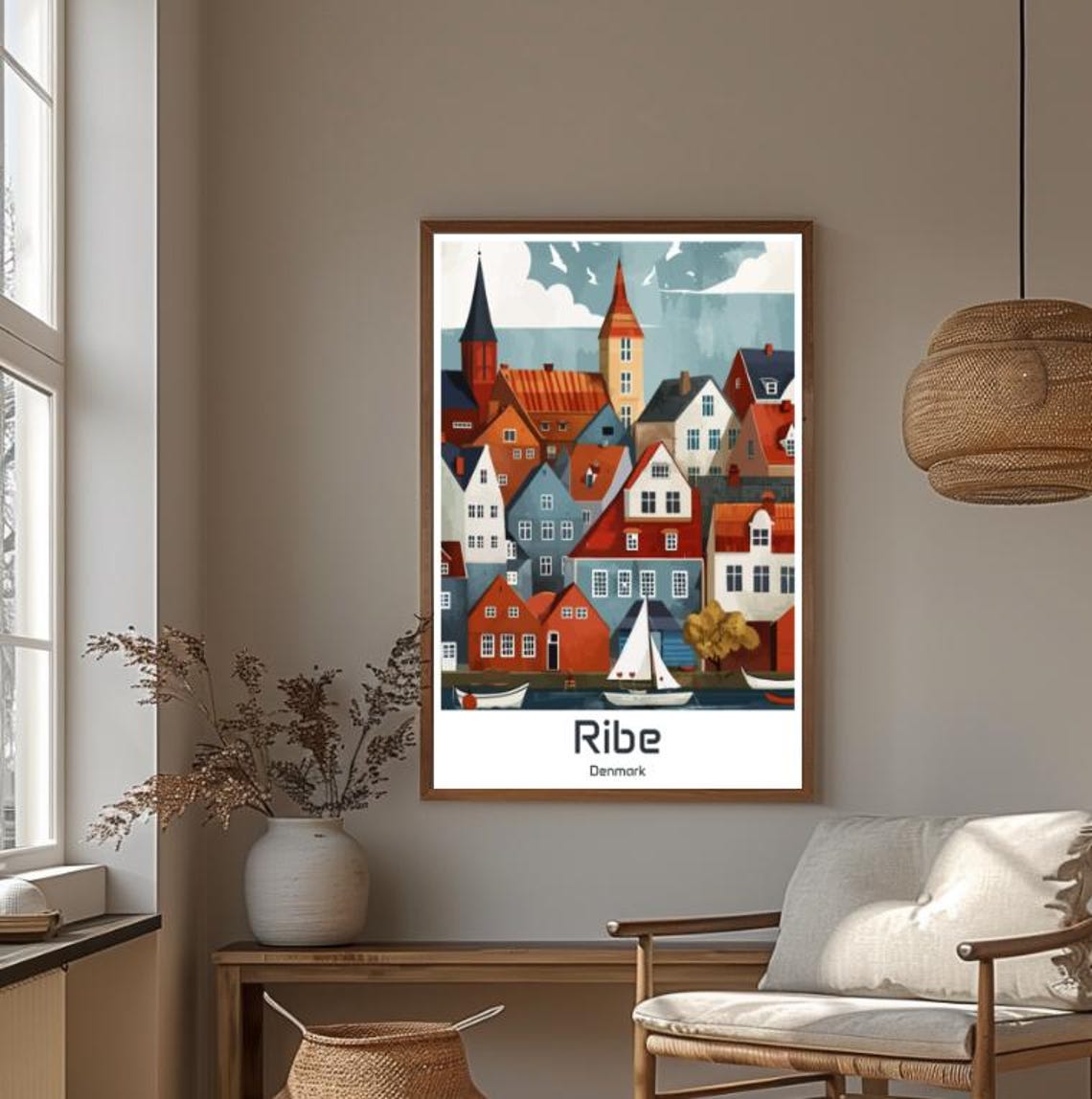 Ribe Denmark Oldest Town Red Roofs Sailboats Harbor Charm Poster - Image 4