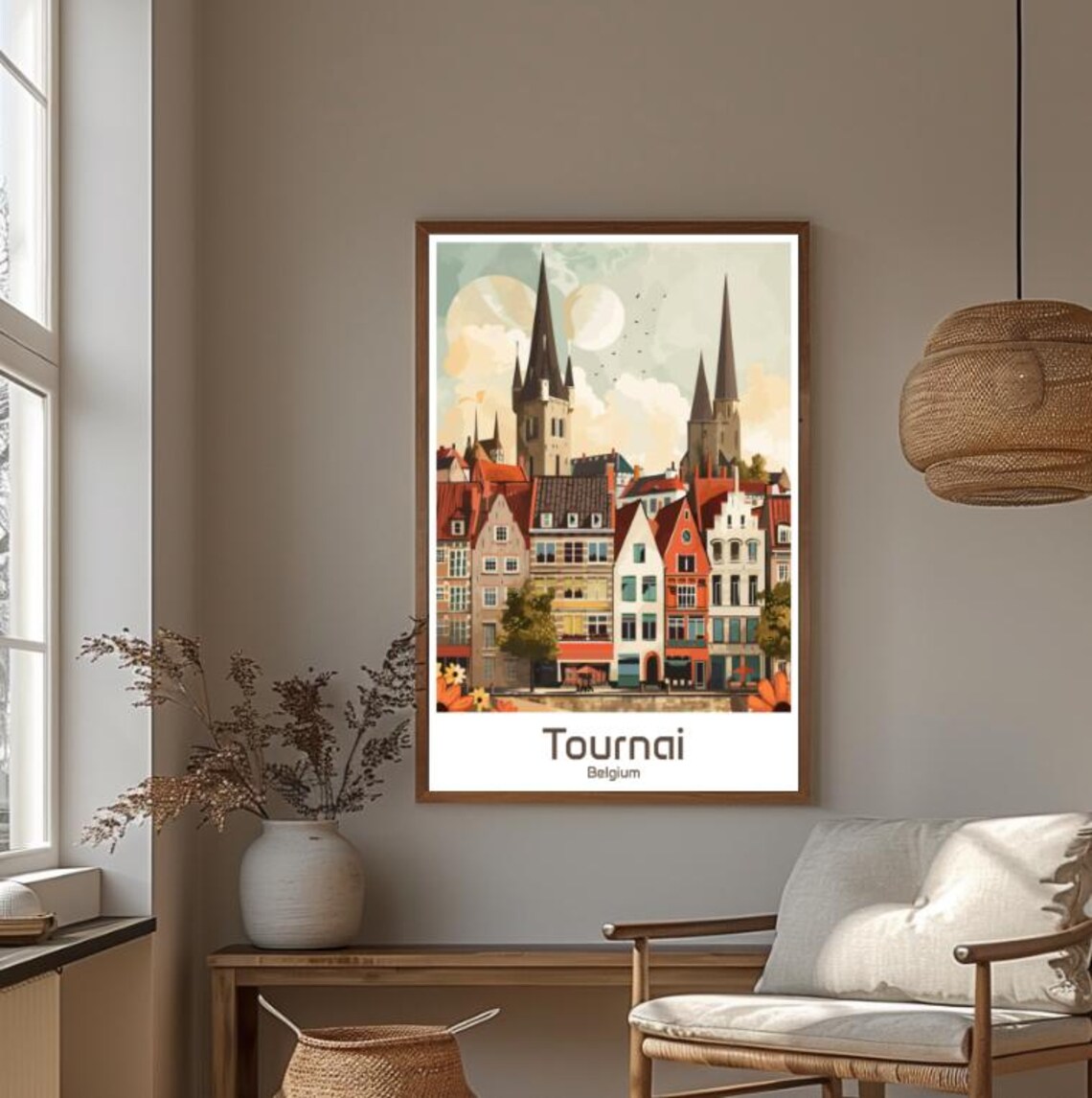 Tournai Travel Poster Belgium Cityscape Wall Art Historic Cathedral Print Tournai Belfry Decor European Artwork For Home - Image 4