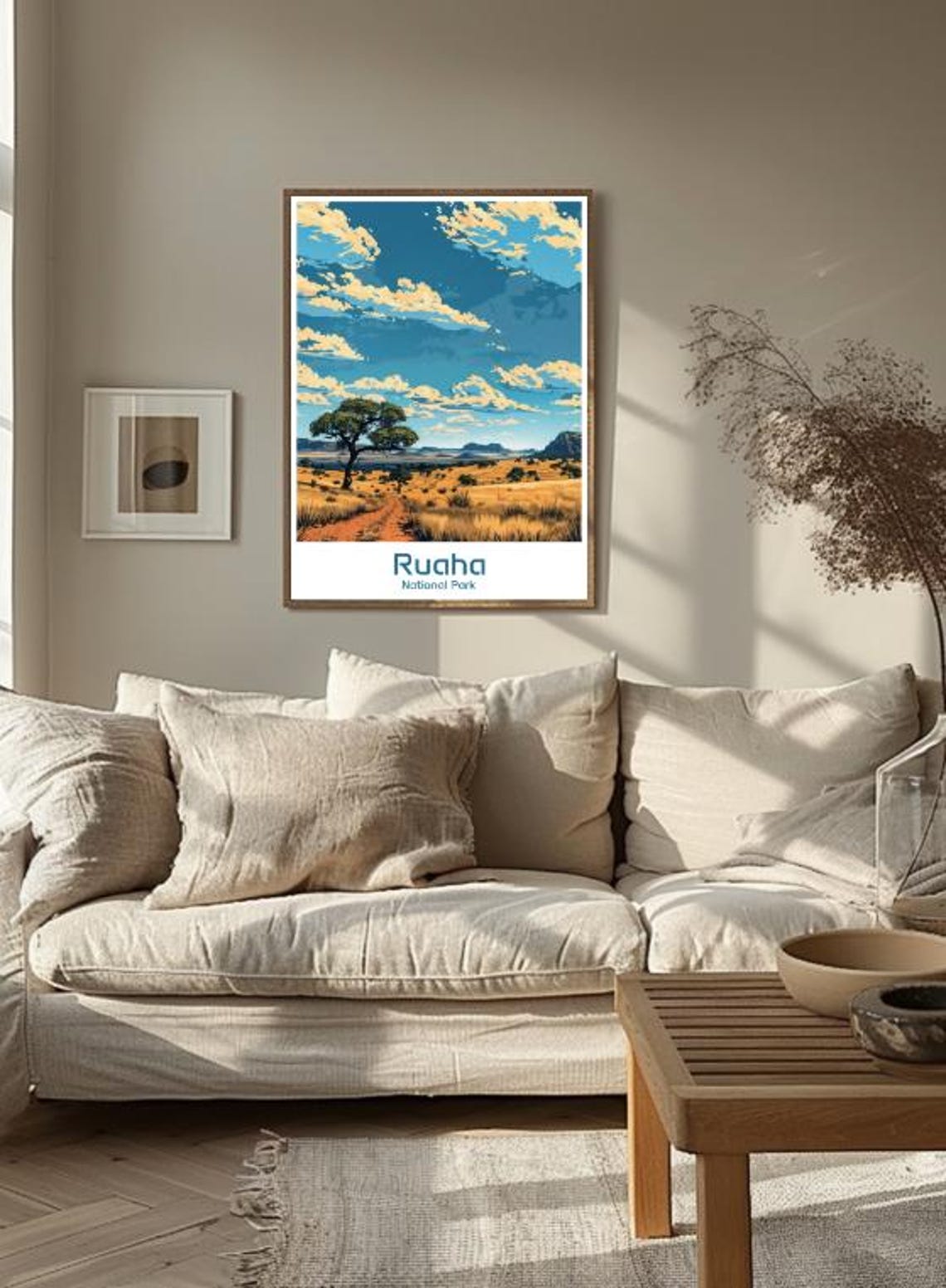 Ruaha National Park Tanzania Savanna Path Acacia Vintage Travel Poster - Image 3