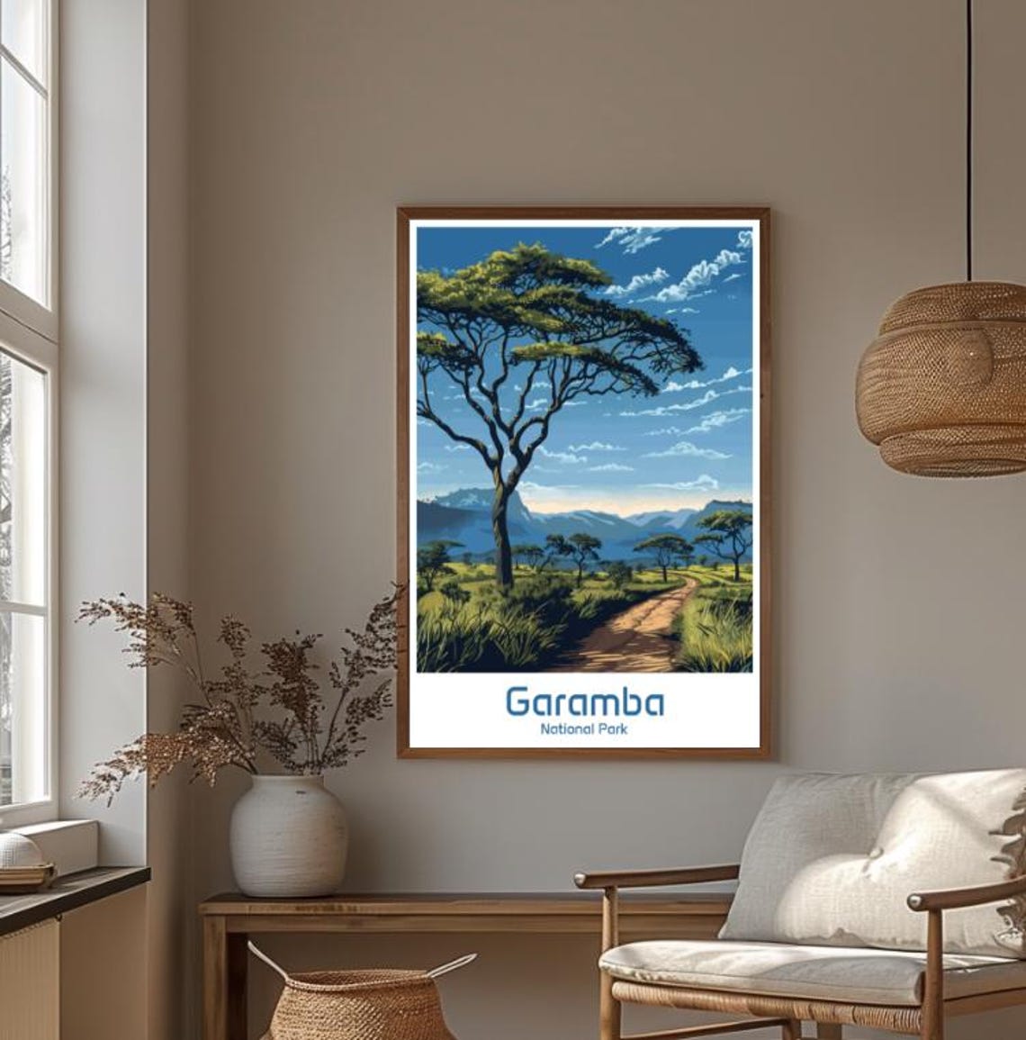 Garamba National Park Savanna Road Acacia Tree Congo Art Poster - Image 4