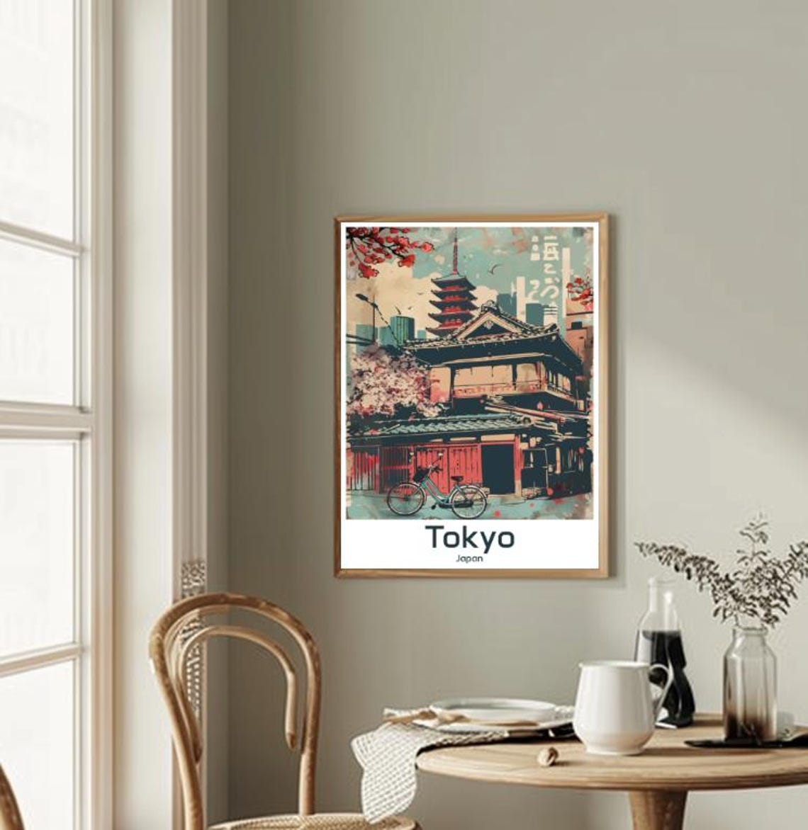 Tokyo Japan Temple Pagoda With Cherry Blossom Retro Style Poster - Image 2
