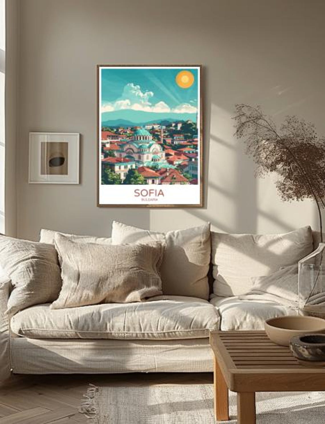 Sofia Bulgaria Travel Poster Cathedral Dome And Red Rooftops View - Image 2