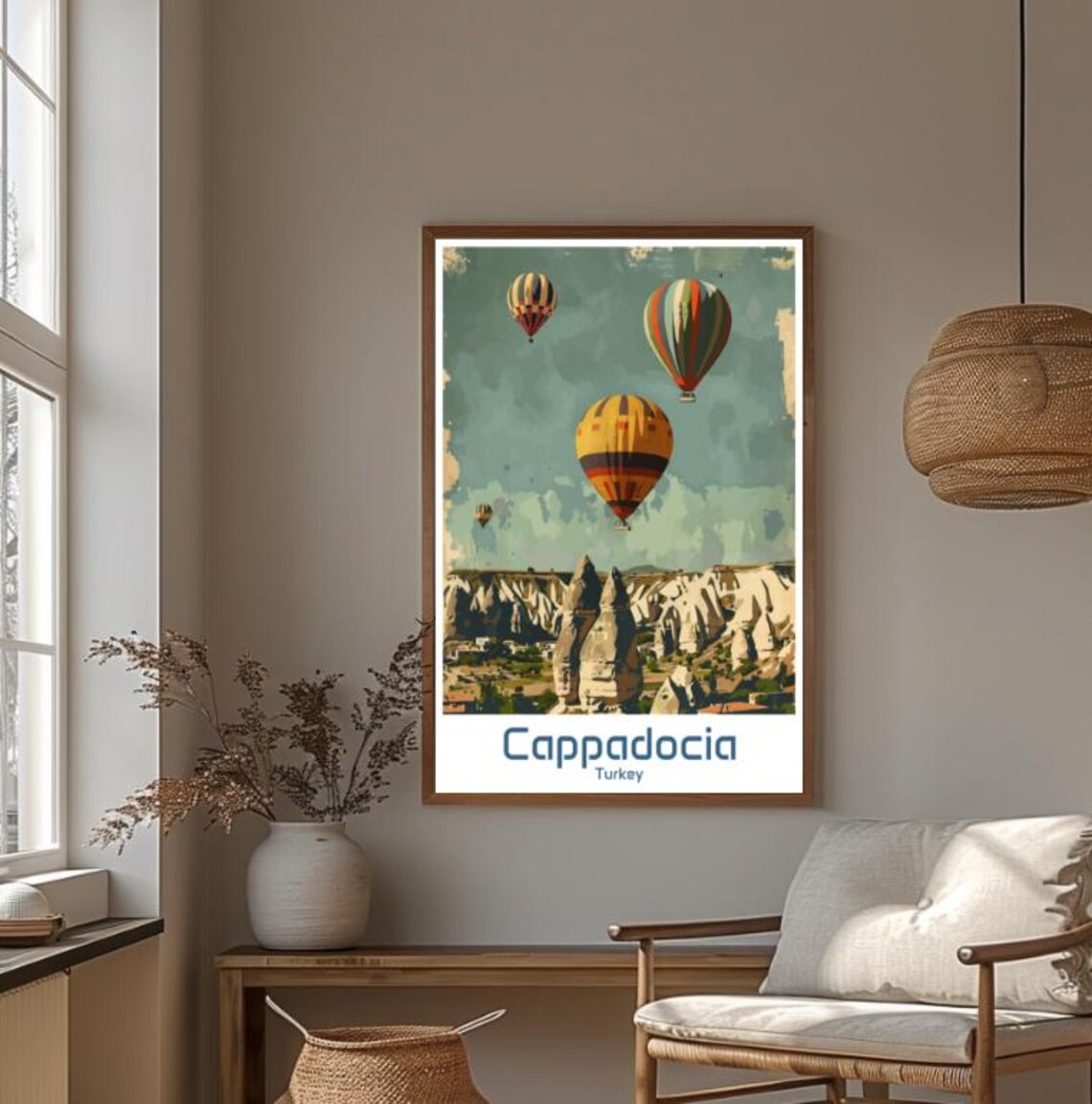 Cappadocia Turkey Hot Air Balloons Fairy Chimneys Vintage Travel Poster - Image 4