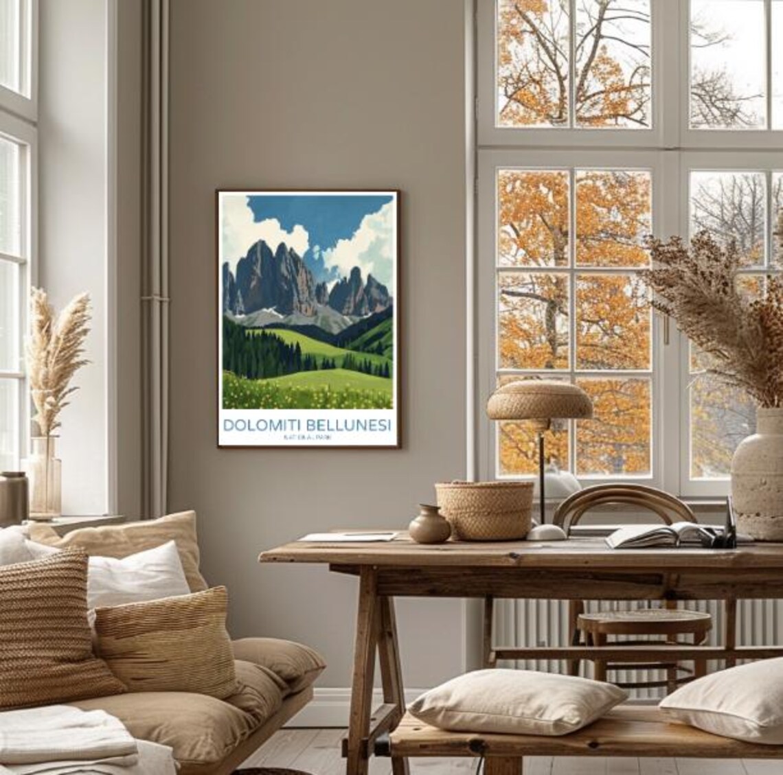 Dolomiti Bellunesi Jagged Peaks And Flower Meadow Travel Poster - Image 4